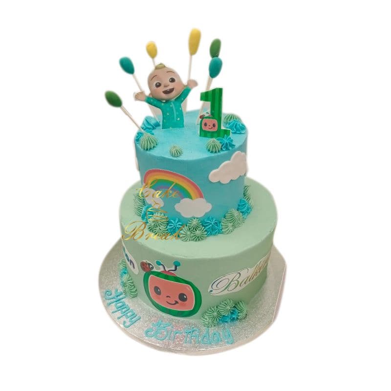 2 Tier 1st Birthday Cake view 3