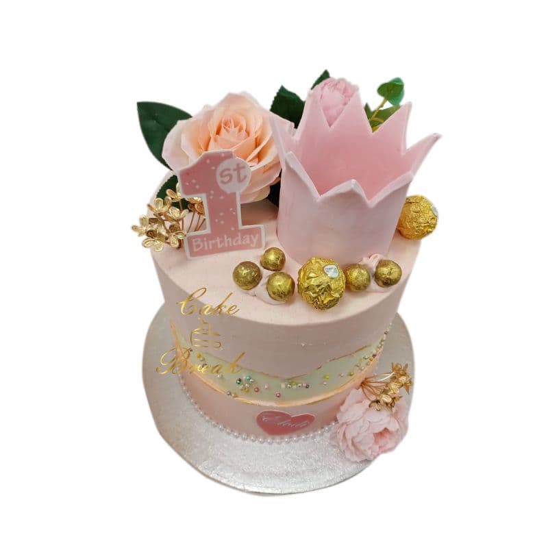Pink Crown Birthday Cake view 2