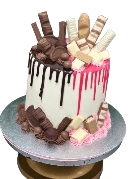 Choc Pink Half & Half Cake view 2