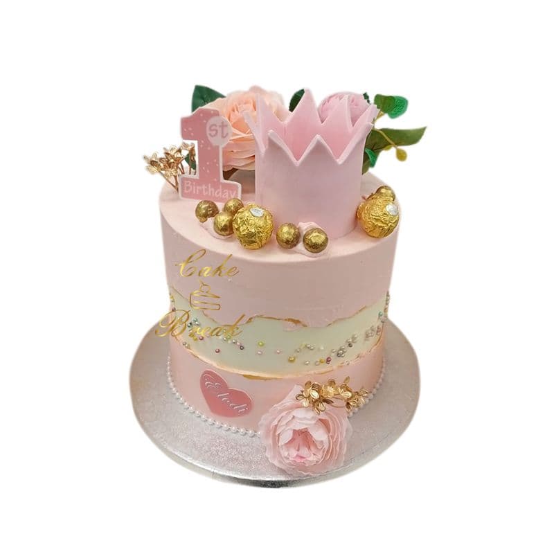 Pink Crown Birthday Cake view 3