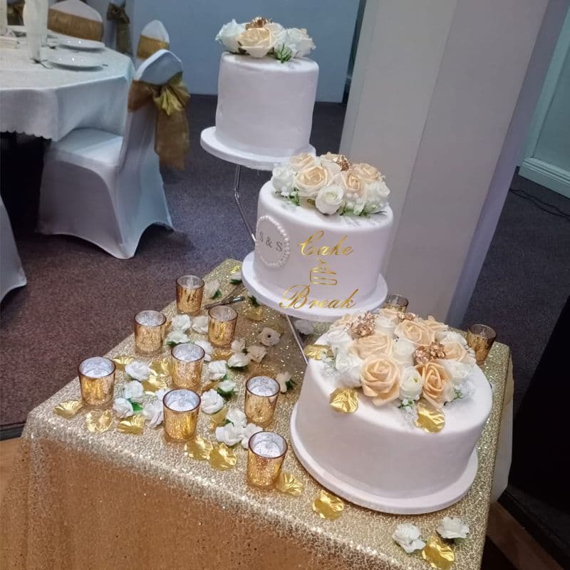 3 Tier Plain Iced Wedding Cake view 2
