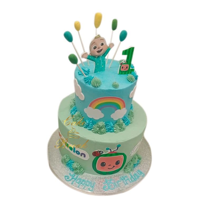 2 Tier 1st Birthday Cake view 2