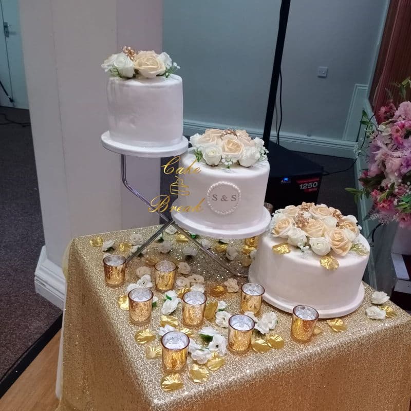 3 Tier Plain Iced Wedding Cake view 3