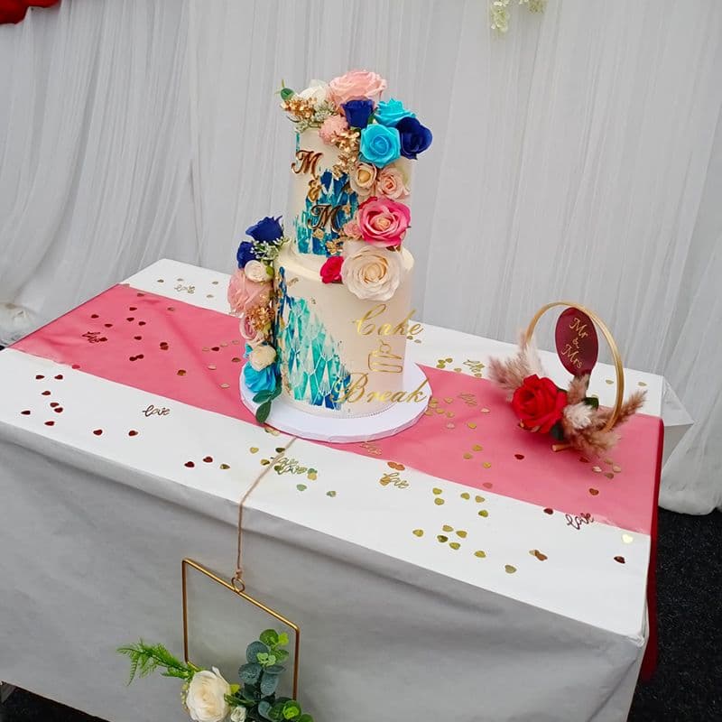 2 Tier Wedding Cake With Flowers view 2